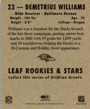 2006 Leaf Rookies & Stars - 1948 Leaf Blue #23 Demetrius Williams Back