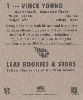 2006 Leaf Rookies & Stars - 1948 Leaf Orange #1 Vince Young Back