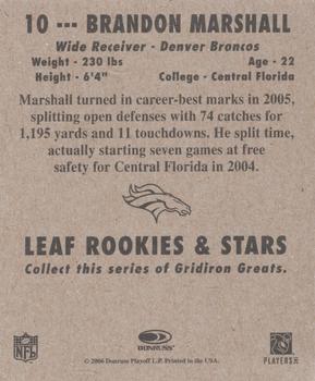 2006 Leaf Rookies & Stars - 1948 Leaf Orange #10 Brandon Marshall Back