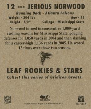 2006 Leaf Rookies & Stars - 1948 Leaf Orange #12 Jerious Norwood Back
