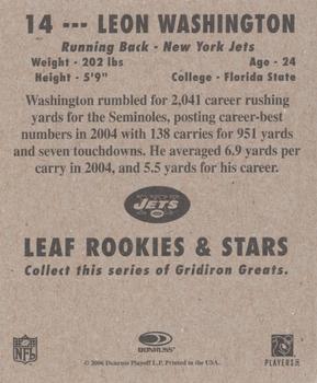 2006 Leaf Rookies & Stars - 1948 Leaf Orange #14 Leon Washington Back