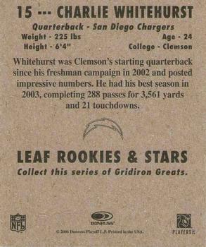 2006 Leaf Rookies & Stars - 1948 Leaf Orange #15 Charlie Whitehurst Back