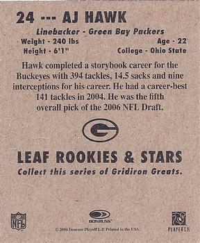2006 Leaf Rookies & Stars - 1948 Leaf Orange #24 A.J. Hawk Back