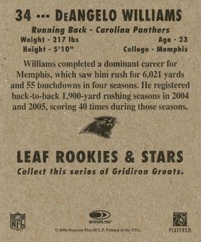 2006 Leaf Rookies & Stars - 1948 Leaf Orange #34 DeAngelo Williams Back