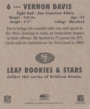 2006 Leaf Rookies & Stars - 1948 Leaf Yellow #6 Vernon Davis Back