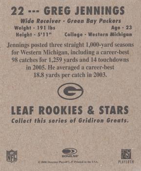 2006 Leaf Rookies & Stars - 1948 Leaf Yellow #22 Greg Jennings Back