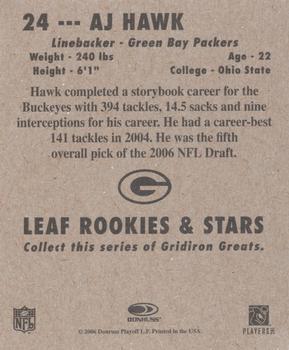 2006 Leaf Rookies & Stars - 1948 Leaf Yellow #24 A.J. Hawk Back