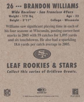 2006 Leaf Rookies & Stars - 1948 Leaf Yellow #26 Brandon Williams Back