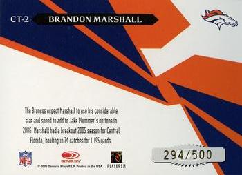 2006 Leaf Rookies & Stars - Crosstraining Blue #CT-2 Brandon Marshall Back