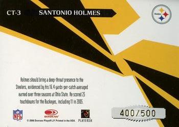 2006 Leaf Rookies & Stars - Crosstraining Blue #CT-3 Santonio Holmes Back