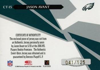 2006 Leaf Rookies & Stars - Crosstraining Materials #CT-15 Jason Avant Back