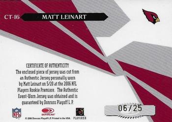 2006 Leaf Rookies & Stars - Crosstraining Materials Prime #CT-16 Matt Leinart Back