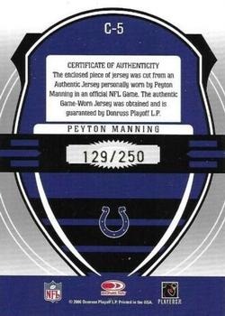 2006 Leaf Rookies & Stars - Crusade Materials #C-5 Peyton Manning Back