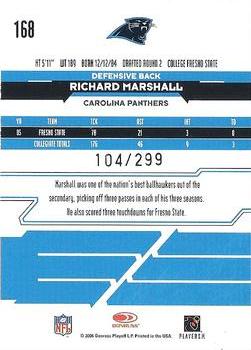 2006 Leaf Rookies & Stars - Gold #168 Richard Marshall Back
