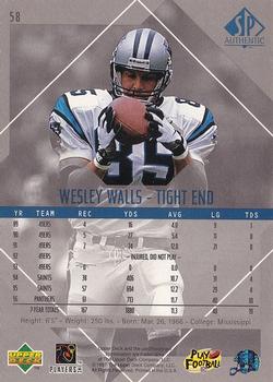 1997 SP Authentic #58 Wesley Walls Back