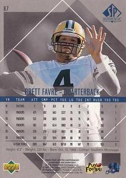 1997 SP Authentic #87 Brett Favre Back