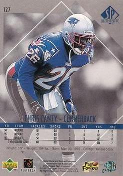 1997 SP Authentic #127 Chris Canty Back