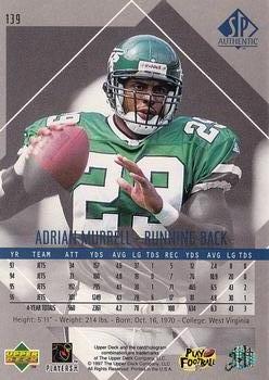 1997 SP Authentic #139 Adrian Murrell Back
