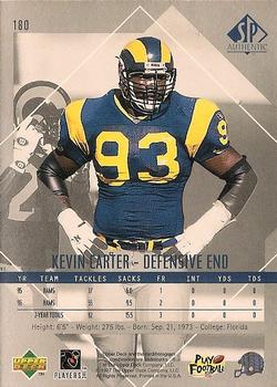 1997 SP Authentic #180 Kevin Carter Back