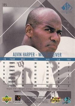 1997 SP Authentic #195 Alvin Harper Back