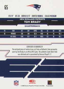2006 Leaf Rookies & Stars - Materials Gold #65 Tom Brady Back