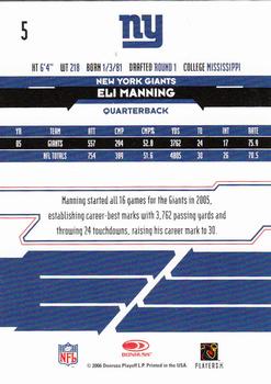 2006 Leaf Rookies & Stars - NFL Kickoff Classic #5 Eli Manning Back