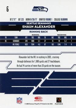2006 Leaf Rookies & Stars - NFL Kickoff Classic #6 Shaun Alexander Back
