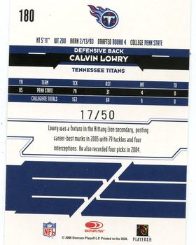 2006 Leaf Rookies & Stars - Rookie Autographs Longevity #180 Calvin Lowry Back