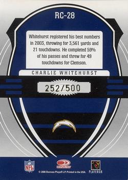 2006 Leaf Rookies & Stars - Rookie Crusade Blue #RC-28 Charlie Whitehurst Back
