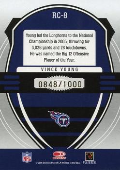 2006 Leaf Rookies & Stars - Rookie Crusade Red #RC-8 Vince Young Back