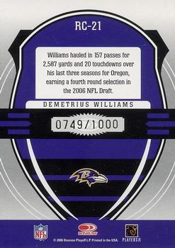 2006 Leaf Rookies & Stars - Rookie Crusade Red #RC-21 Demetrius Williams Back