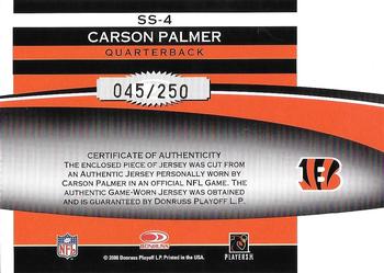 2006 Leaf Rookies & Stars - Statistical Standouts Materials #SS-4 Carson Palmer Back