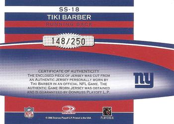2006 Leaf Rookies & Stars - Statistical Standouts Materials #SS-18 Tiki Barber Back