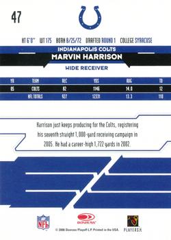 2006 Leaf Rookies & Stars Longevity #47 Marvin Harrison Back