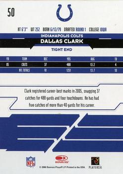 2006 Leaf Rookies & Stars Longevity #50 Dallas Clark Back