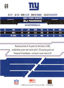 2006 Leaf Rookies & Stars Longevity #69 Eli Manning Back