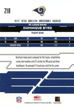 2006 Leaf Rookies & Stars Longevity #218 Dominique Byrd Back