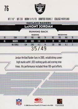 2006 Leaf Rookies & Stars - Longevity Gold #76 LaMont Jordan Back