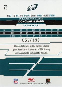 2006 Leaf Rookies & Stars - Longevity Silver #79 Donovan McNabb Back