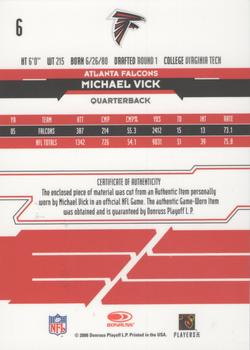 2006 Leaf Rookies & Stars Longevity - Materials Ruby #6 Michael Vick Back