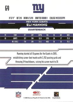 2006 Leaf Rookies & Stars Longevity - Sapphire #69 Eli Manning Back