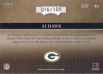 2006 Playoff Absolute Memorabilia - Marks of Fame Gold #MF-46 A.J. Hawk Back