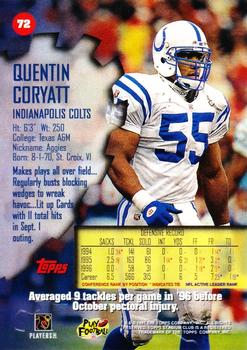 1997 Stadium Club #72 Quentin Coryatt Back