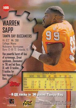 1997 Stadium Club #105 Warren Sapp Back