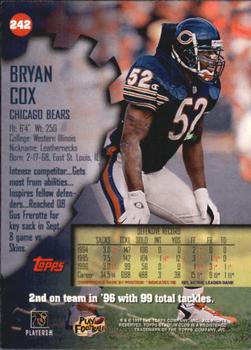 1997 Stadium Club #242 Bryan Cox Back