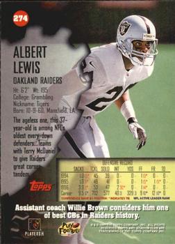 1997 Stadium Club #274 Albert Lewis Back