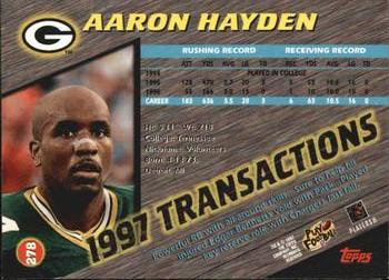 1997 Stadium Club #278 Aaron Hayden Back