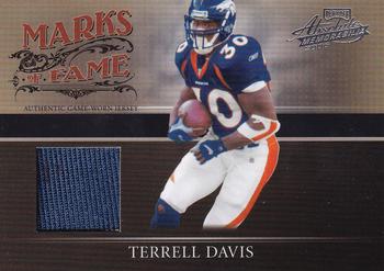 2006 Playoff Absolute Memorabilia - Marks of Fame Materials #MF-10 Terrell Davis Front