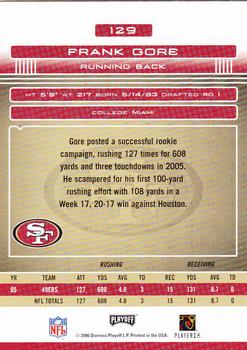 2006 Playoff Absolute Memorabilia - Retail #129 Frank Gore Back