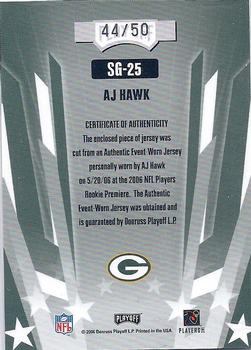 2006 Playoff Absolute Memorabilia - Star Gazing Materials Prime #25 A.J. Hawk Back
